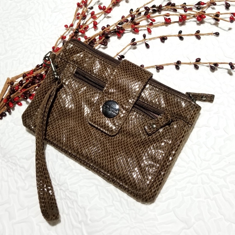 Kenneth Cole Reaction Faux Snakeskin Wristlet